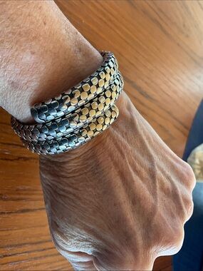 David Yurman Mosaic Sterling Silver Double Wrap Coil Bracelet